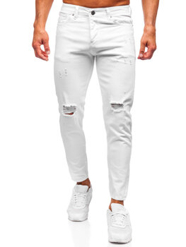 Pantaloni albi de blugi slim fit pentru bărbați Bolf 5872