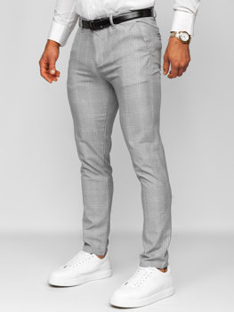 Pantaloni chinos în carouri gri-albi Bolf 0036