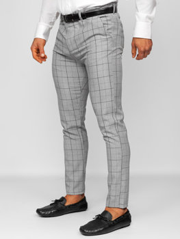 Pantaloni chinos în carouri gri-negri Bolf 0032