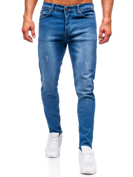 Pantaloni de blugi slim pentru bărbați, de culoare bleumarin, Bolf 6458