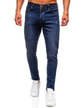 Pantaloni de blugi slim pentru bărbați, de culoare bleumarin, Bolf 6479