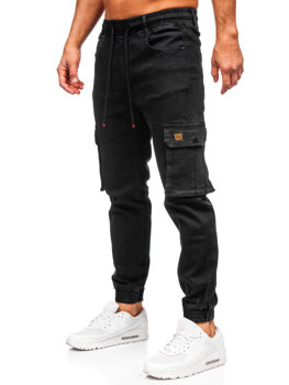 Pantaloni de jogging negri pentru bărbați, pantaloni cargo Bolf 8165