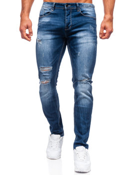 Pantaloni din denim pentru bărbați, albastru marin, cu ajustare normală Bolf MP002B