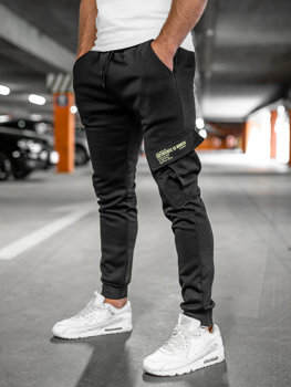 Pantaloni joggers cargo călduroși negri Bolf HW2173