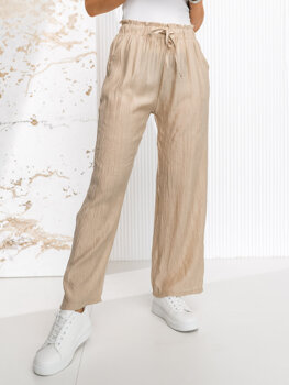 Pantaloni largi bej dame Bolf W7970