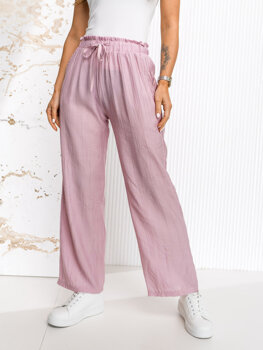 Pantaloni largi roz dame Bolf W7970