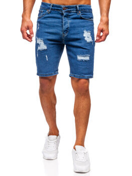 Pantaloni scurți din denim pentru bărbați bleumarin Bolf 0762