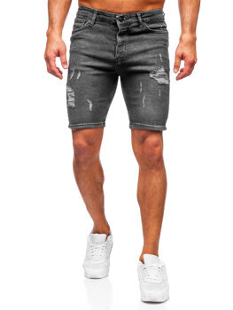 Pantaloni scurți negri din denim pentru bărbați Bolf 0525