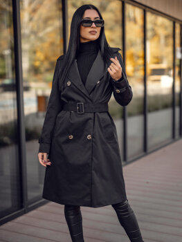 Trenci lung negru Trench dama Bolf 11Z8193