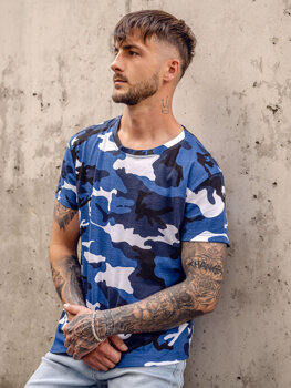 Tricou camo albastru pentru bărbați Bolf S807A1