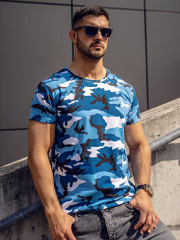 Tricou camo albastru pentru bărbați Bolf S807A1