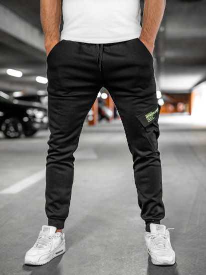  Pantaloni joggers cargo călduroși negri Bolf HW2173