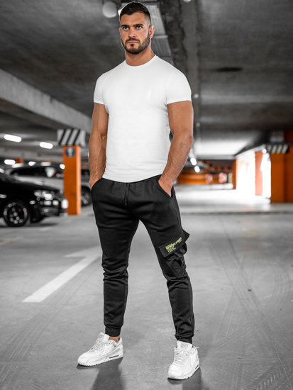  Pantaloni joggers cargo călduroși negri Bolf HW2173