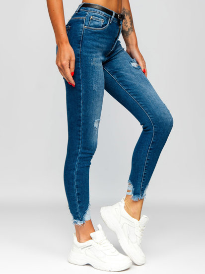 Blugi bleumarin skinny cu curea dame Bolf S3958-C