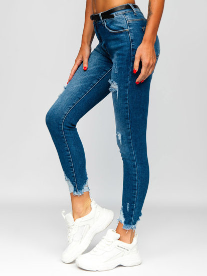 Blugi bleumarin skinny cu curea dame Bolf S3958-C