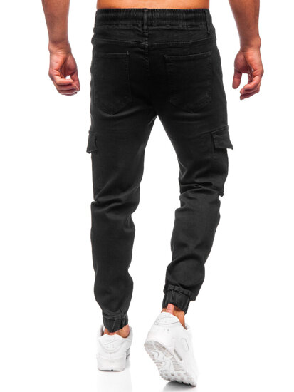 Blugi joggers cargo negri Bolf 8110