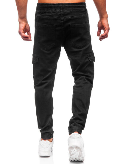 Blugi joggers cargo negri Bolf 8126