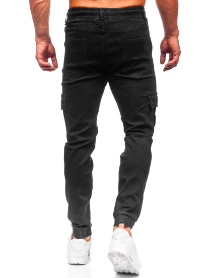 Blugi joggers cargo negri Bolf 8127