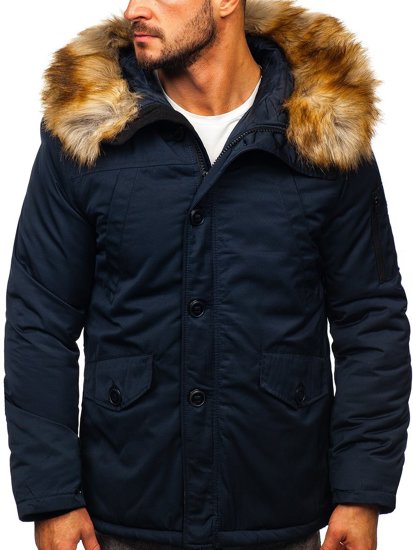 Geacă de iarnă parka alaska bleumarin Bolf JK355