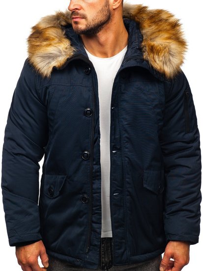 Geacă de iarnă parka alaska bleumarin Bolf JK355