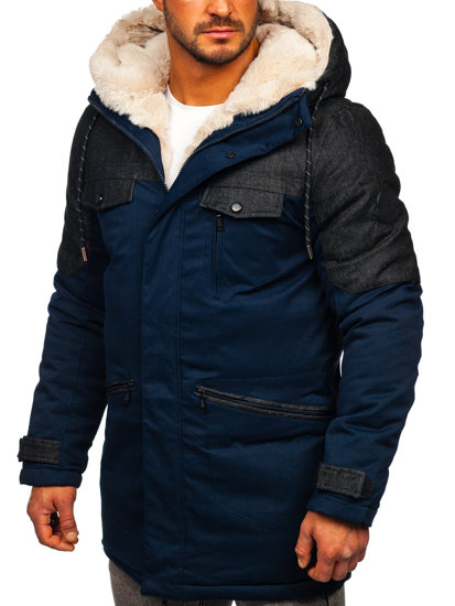 Geacă de iarnă parka bleumarin Bolf 22M116