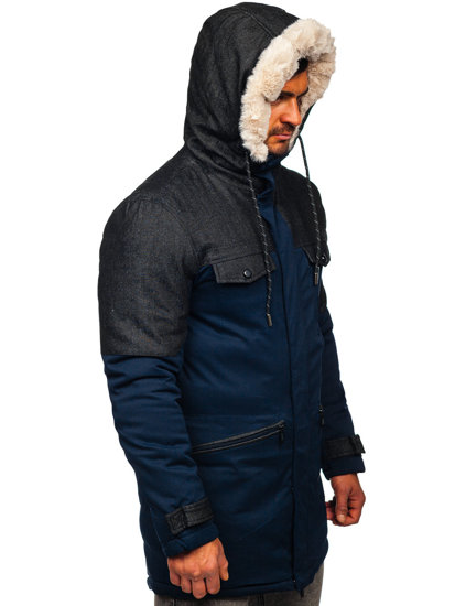 Geacă de iarnă parka bleumarin Bolf 22M116