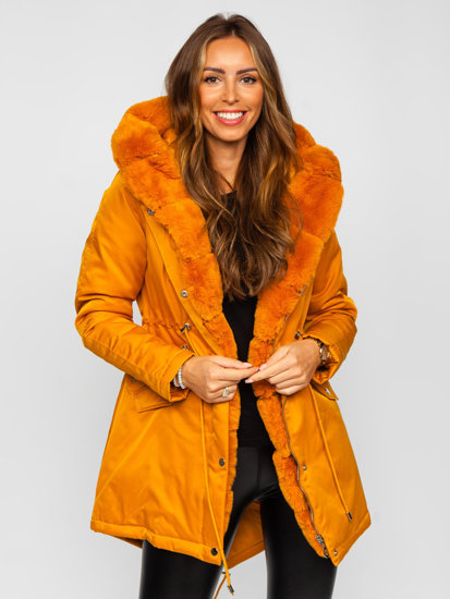 Geacă de iarnă parka camel cu glugă dame Bolf 5M762