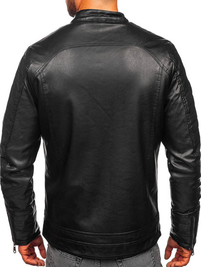 Geacă de piele biker izolata termic neagra Bolf 92531