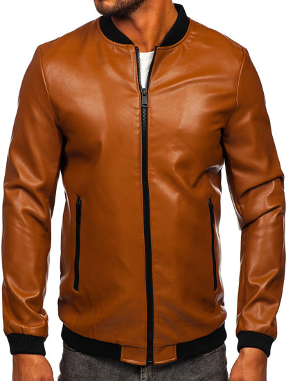 Geacă de piele bomber camel Bolf 11Z8107