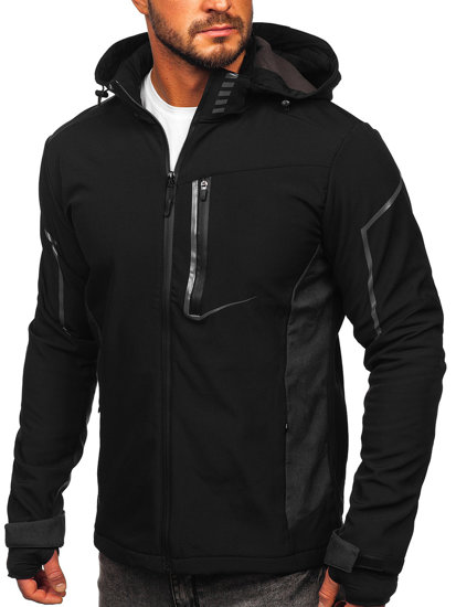 Geacă neagră softshell Bolf HM191