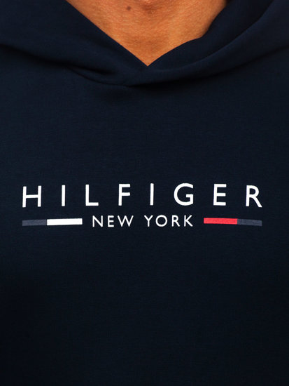 Hanorac cangur pentru bărbați, albastru bleumarin, cu imprimeu Tommy Hilfiger MW0MW29301