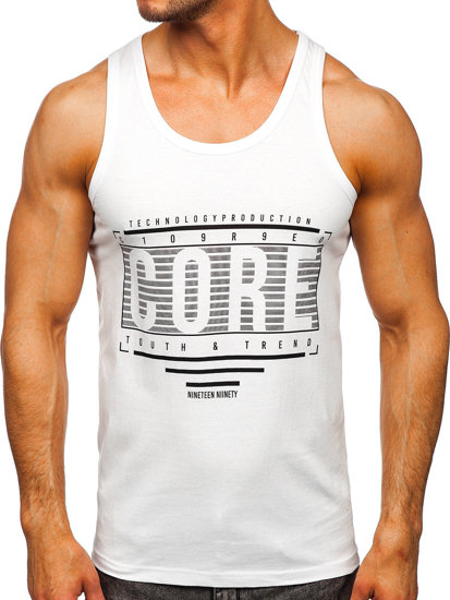 Maiou alb tank top cu imprimeu Bolf 14840