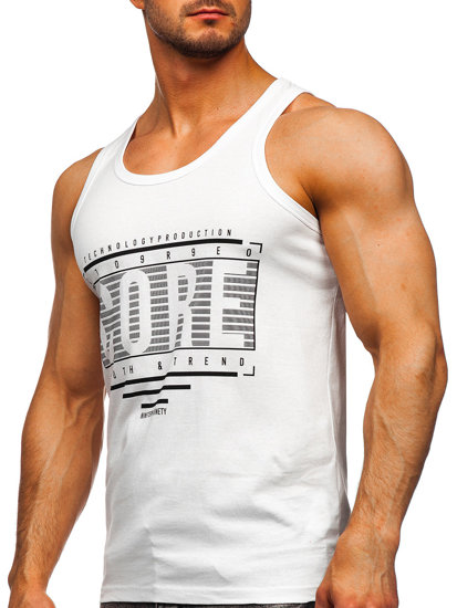 Maiou alb tank top cu imprimeu Bolf 14840