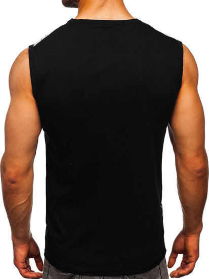 Maiou negru tank top cu imprimeu Bolf 14826