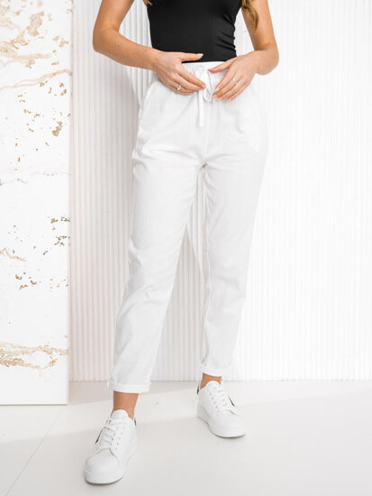 Pantaloni albi dame Bolf W7831