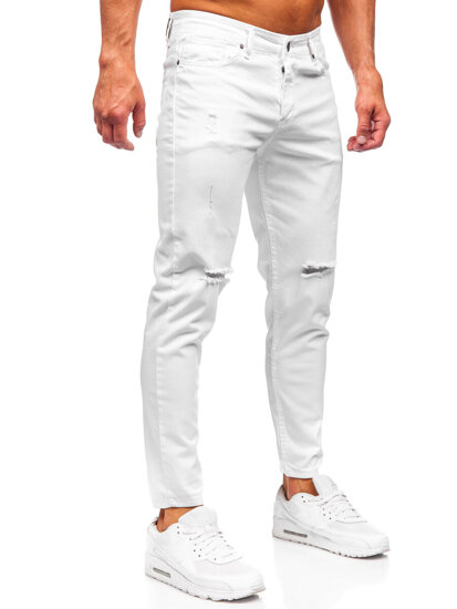 Pantaloni albi de blugi slim fit pentru bărbați Bolf 5873