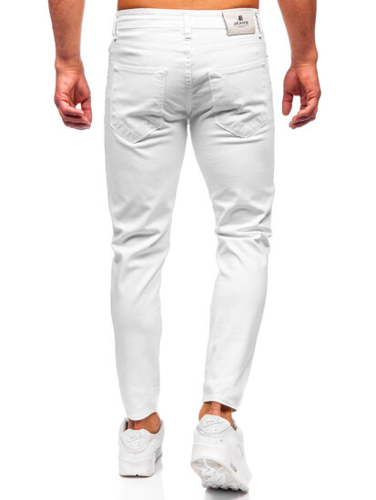 Pantaloni albi de blugi slim fit pentru bărbați Bolf 5873