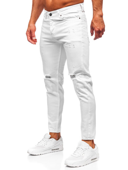 Pantaloni albi pentru bărbați, blugi slim fit Bolf 5872