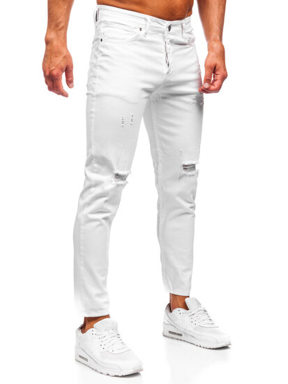 Pantaloni albi pentru bărbați, blugi slim fit Bolf 5872