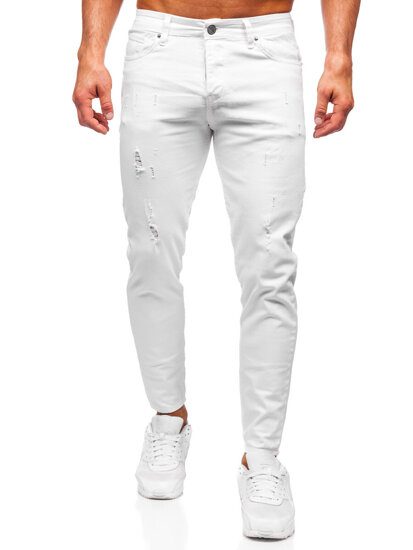 Pantaloni albi pentru bărbați, blugi slim fit Bolf 5876