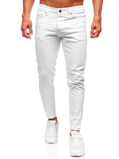 Pantaloni albi pentru bărbați, blugi slim fit Bolf 5877