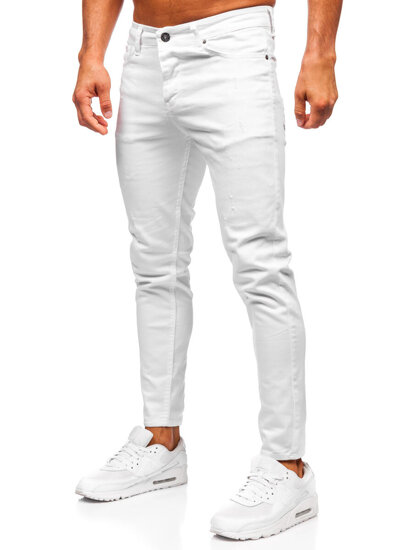 Pantaloni albi pentru bărbați, blugi slim fit Bolf 5888