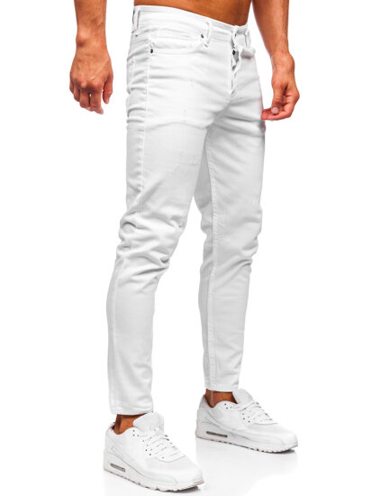 Pantaloni albi pentru bărbați, blugi slim fit Bolf 5888