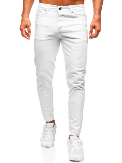 Pantaloni albi pentru bărbați, blugi slim fit Bolf 5888