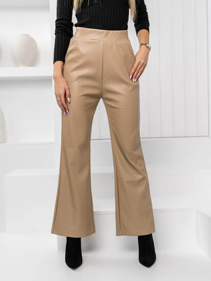 Pantaloni bej imitație piele dame Bolf W7585