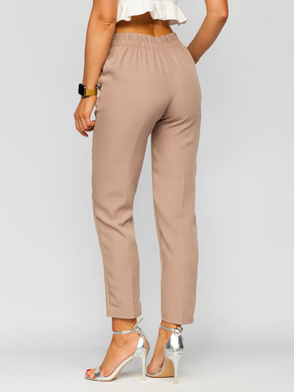 Pantaloni cappuccino cu nasturi decorativi dame Bolf 8155