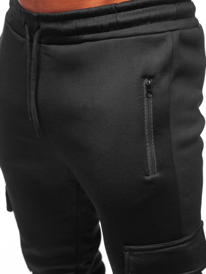 Pantaloni cargo izolați negru și roșu Pantaloni de trening pentru bărbați Joggeri Bolf HW2202