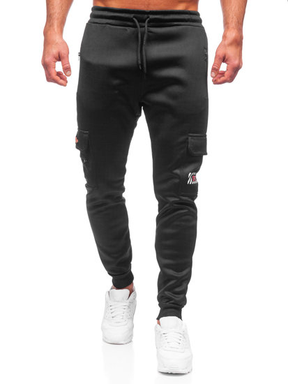 Pantaloni cargo izolați negru și roșu Pantaloni de trening pentru bărbați Joggeri Bolf HW2202