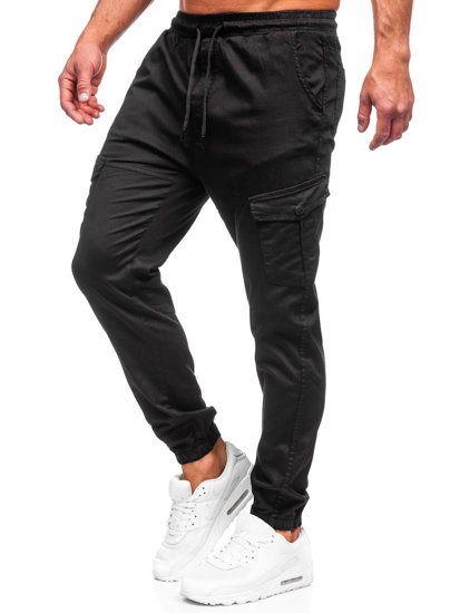 Pantaloni cargo joggers negri Bolf 384A