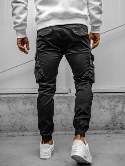 Pantaloni cargo joggers negri Bolf SK850A